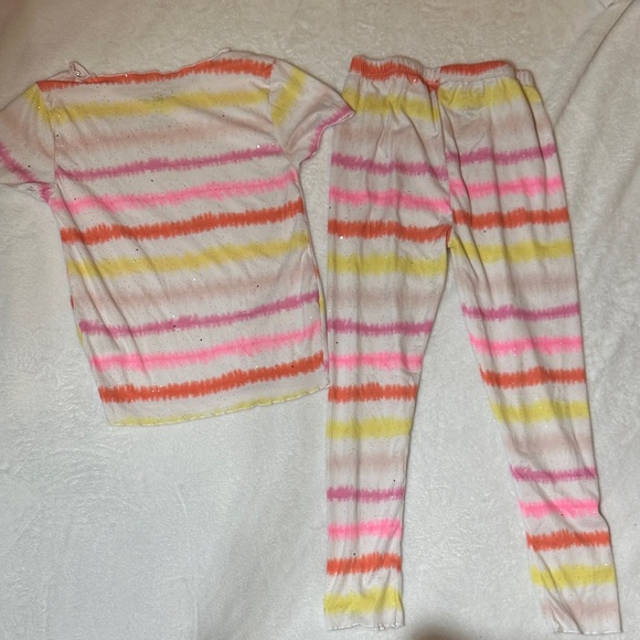 NWOT sweet dreams young heart Colorful Stripe glitter Pajama set 10 - Picture 4 of 4